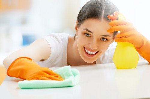 Cleaning professional wearing protective gear during a deep clean in Belsizepark