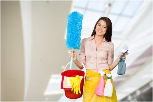 Carpet cleaning process in a local flat with careful access planning