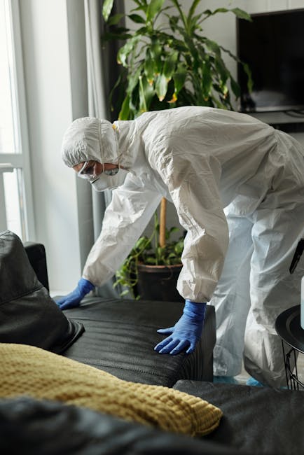 A person using a handheld vacuum cleaner to perform surface cleaning on a yellow and white patterned cushion placed on a dark fabric sofa in a well-lit living room. The sofa has a black or dark grey u